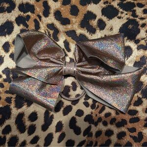 Jojo Siwa Rose Gold Metallic Hair Bow on Hair Tie